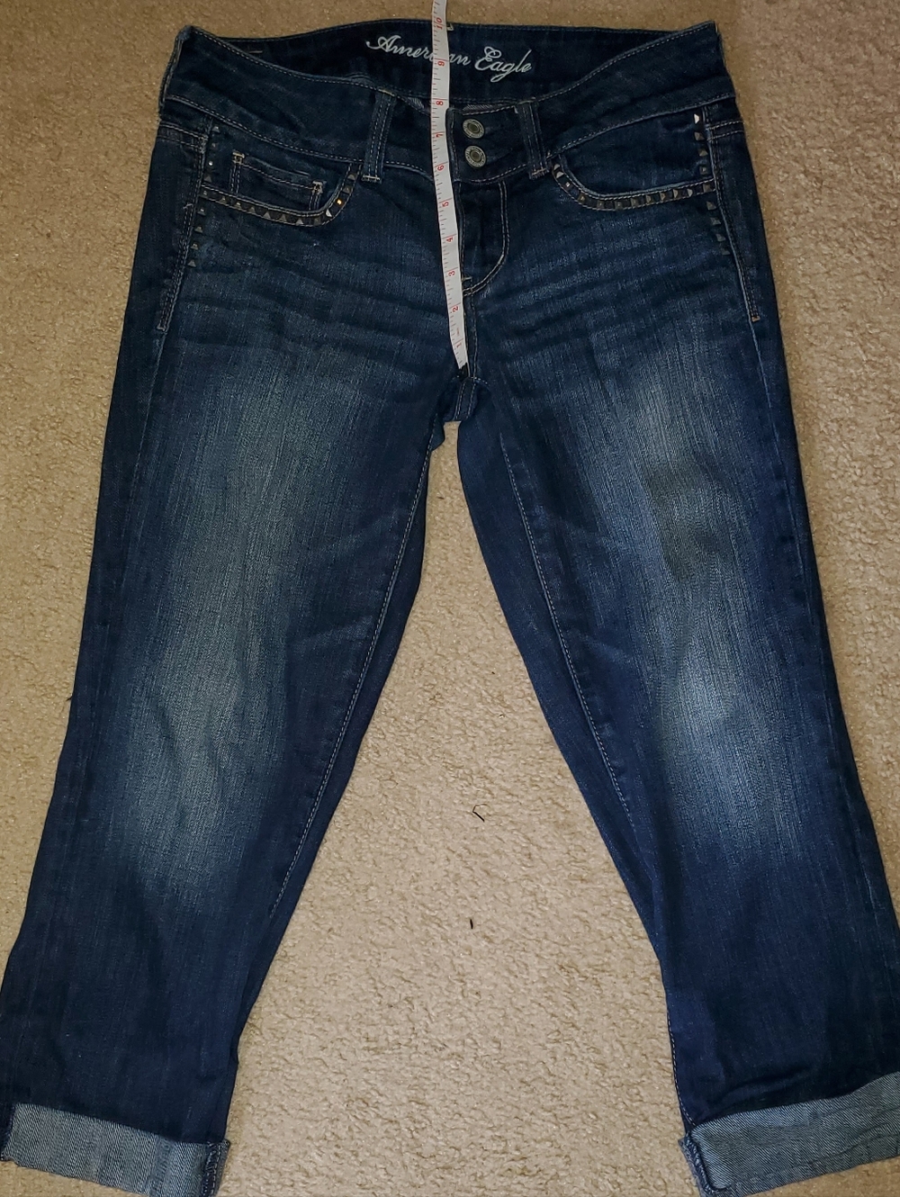 American Eagle Outfitters Dark Blue Cropped Artist Jeans